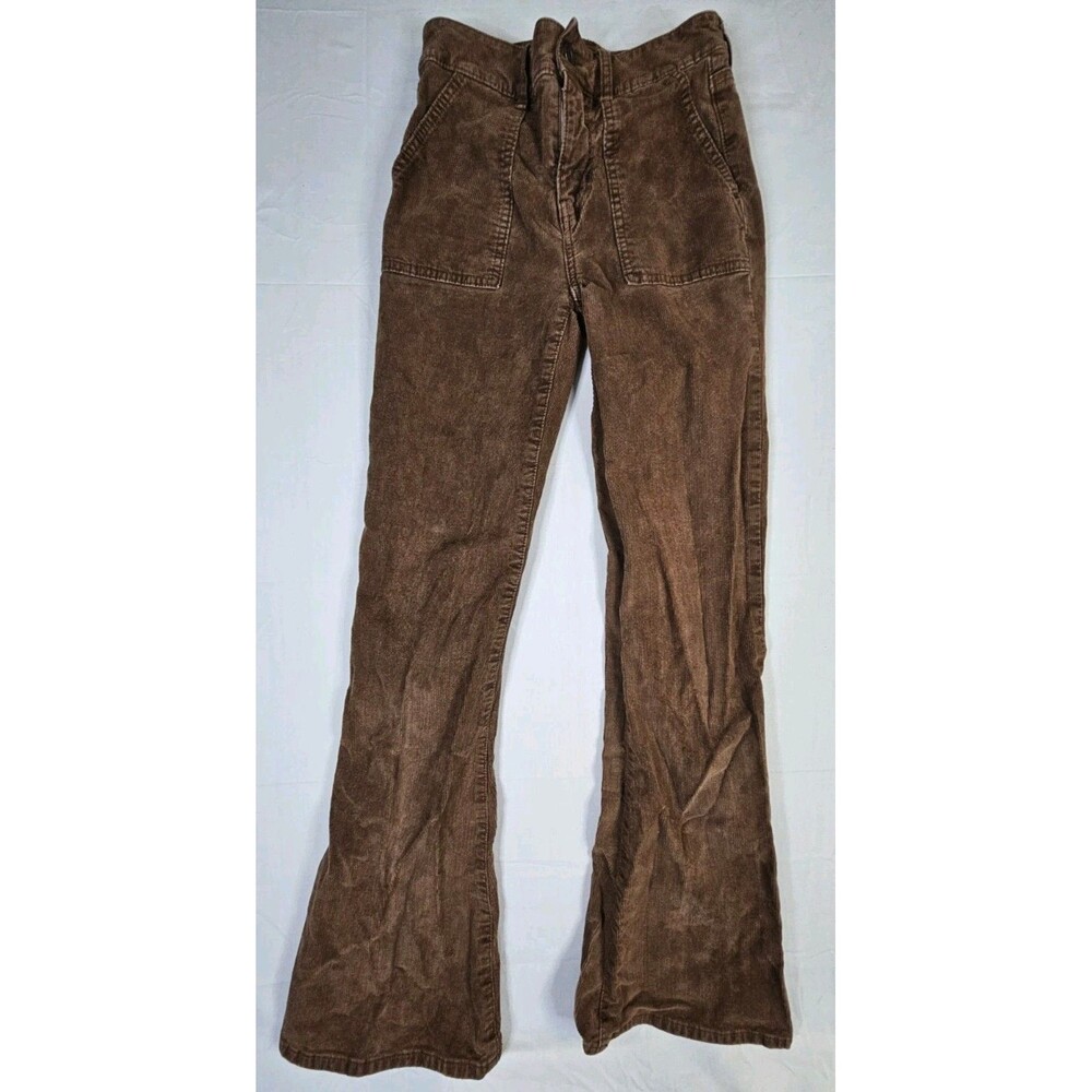 American Eagle Pants Women's Sz 0 Brown Corduroy Super High Rise Flare